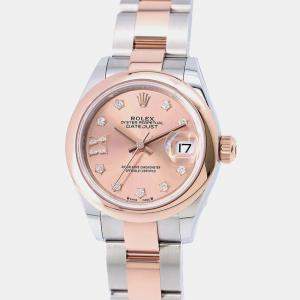 Rolex Pink 18k Rose Gold Stainless Steel Datejust 279161 Automatic Women's Wristwatch 28 mm