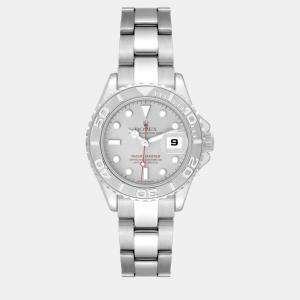 Rolex Yachtmaster 29 Steel Platinum Dial Bezel Ladies Watch 169622