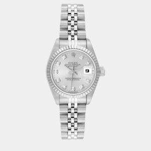 Rolex Datejust Steel White Gold Diamond Dial Ladies Watch 69174