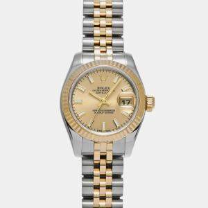 Rolex Champagne 18k Yellow Gold Stainless Steel Datejust Automatic Women's Wristwatch 26 mm