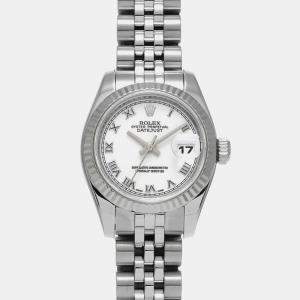 Rolex White 18k White Gold Stainless Steel Datejust Automatic Women's Wristwatch 26 mm