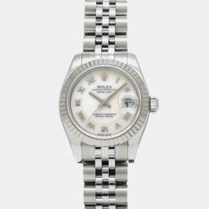 Rolex Pink Shell Stainless Steel Datejust Automatic Women's Wristwatch 26 mm