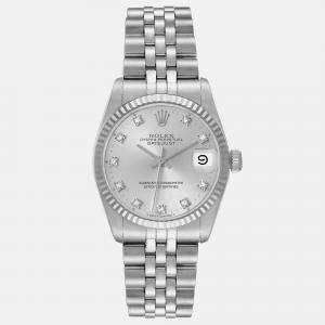 Rolex Datejust Midsize Steel White Gold Diamond Dial Ladies Watch 68274