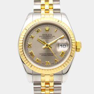 Rolex grey 18K yellow gold stainless steel Datejust D watch