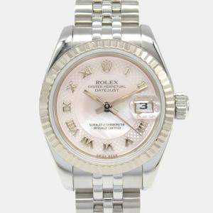 Rolex Pink 18K White Gold Stainless Steel Datejust D Series Wristwatch