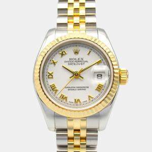 Rolex White 18K Yellow Gold Stainless Steel Datejust F Series Wristwatch