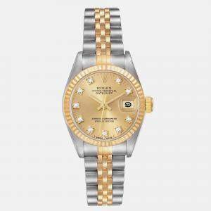 Rolex Datejust Steel Yellow Gold Diamond Dial Ladies Watch 69173 26 mm