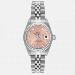 Rolex Datejust Steel White Gold Salmon Diamond Dial Ladies Watch 69174 26 mm