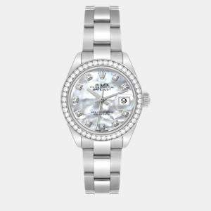 Rolex Datejust Steel White Gold Mother of Pearl Dial Diamond Ladies Watch 28.0 mm