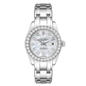 Rolex Pearlmaster Masterpiece White Gold Mother of Pearl Diamond Ladies Watch 29.0 mm