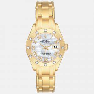 Rolex Pearlmaster 18K Yellow Gold Mother of Pearl Diamond Ladies Watch 29.0 mm