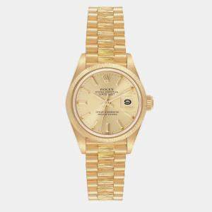 Rolex Datejust President Yellow Gold Bark Finish Ladies Watch 26.0 mm