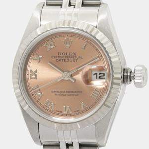 Rolex Pink Stainless Steel Datejust 69174 Automatic Women's Wristwatch 26 mm