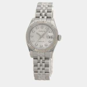 Rolex Silver Stainless Steel Diamond Datejust 179174 Automatic Women's Wristwatch 36 mm