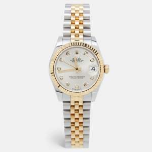 Rolex Silver DIamond 18K Yellow Gold Oystersteel Datejust M178273-0015 Women's Wristwatch 31 mm