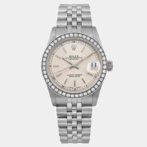  Rolex Cream Stainless Steel Datejust 68274 Automatic Men's Wristwatch 31 mm