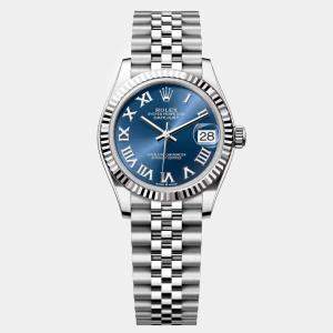 Rolex Blue Roman Stainless Steel Datejust Automatic Women's Wristwatch 31 mm