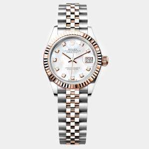 Rolex Mother of Pearl 18K Everose Gold Stainless Steel Lady Datejust Automatic Women's Wristwatch 28 mm