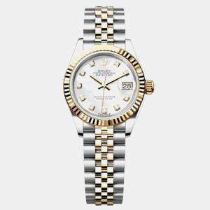Rolex Mother of Pearl 18K Yellow Gold Stainless Steel Lady Datejust Automatic Women's Wristwatch 28 mm