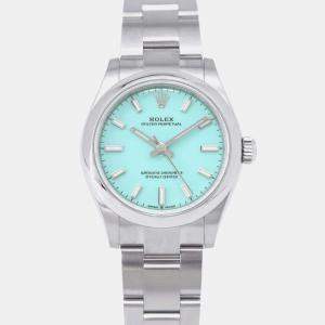 Rolex Blue Stainless Steel Oyster Perpetual Automatic Women's Wristwatch 31 mm
