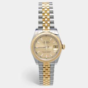 Rolex Champagne 18k Yellow Gold Stainless Steel Datejust 178273 Women's Wristwatch 31 mm 
