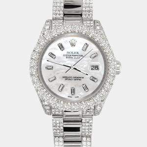 Rolex Custom White  7.2ct Diamonds Stainless Steel Datejust  Automatic Women's Wristwatch 31mm