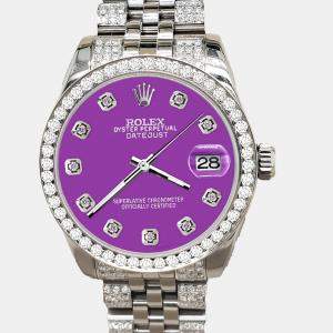Rolex Custom Sangria 3.30ct Diamonds Stainless Steel Datejust 178240 Automatic Women's Wristwatch 31mm