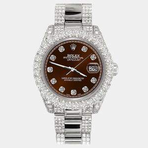 Rolex Custom Chocolate  7.2ct Diamonds Stainless Steel Datejust 178240 Automatic Women's Wristwatch 31mm