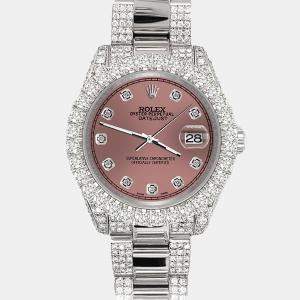 Rolex Custom Salmon 7.2ct Diamonds Stainless Steel Datejust 178240 Automatic Women's Wristwatch 31mm