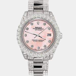 Rolex Custom Royal Pink 7.2ct Diamonds Stainless Steel Datejust 178240 Automatic Women's Wristwatch 31mm