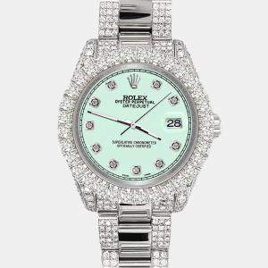 Rolex Custom Malachite 7.2ct Diamonds Stainless Steel Datejust 178240 Automatic Women's Wristwatch 31mm