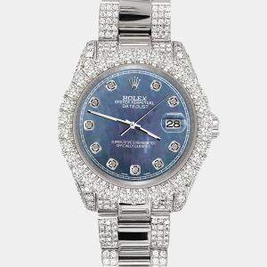 Rolex Custom Black 7.2ct Diamonds Stainless Steel Datejust 178240 Automatic Women's Wristwatch 31mm