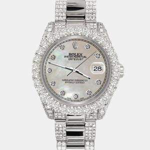 Rolex Custom Champagne 7.2ct Diamonds Stainless Steel Datejust 178240 Automatic Women's Wristwatch 31mm