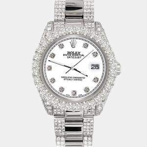 Rolex Custom White 7.2ct Diamonds Stainless Steel Datejust 178240 Automatic Women's Wristwatch 31mm