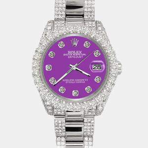 Rolex Custom Sangria 7.2ct Diamonds Stainless Steel Datejust 178240 Automatic Women's Wristwatch 31mm