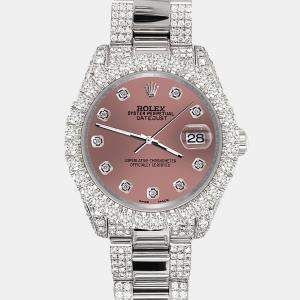 Rolex Custom Salmon 7.2ct Diamonds Stainless Steel Datejust 178240 Automatic Women's Wristwatch 31mm