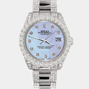 Rolex Custom Purple 7.2ct Diamonds Stainless Steel Datejust 178240 Automatic Women's Wristwatch 31mm