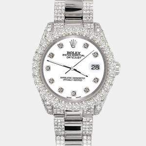 Rolex datejust 31mm pave 7.2ct iced diamond white Wristwatch 178240