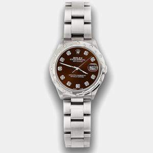 Rolex Custom Chocolate Diamond Stainless Steel Datejust 78240 Automatic Women's Wristwatch 31 mm