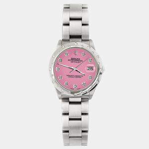 Rolex Custom Pink Diamond Stainless Steel Datejust 78240 Automatic Women's Wristwatch 31 mm