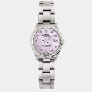 Rolex Custom Pink Diamond Stainless Steel Datejust 78240 Automatic Women's Wristwatch 31 mm