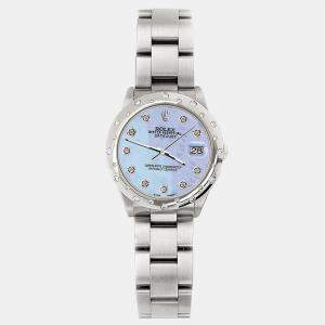 Rolex Custom Purple MOP Diamond Stainless Steel Datejust 78240 Automatic Women's Wristwatch 31 mm