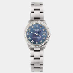 Rolex Custom Black Diamond Stainless Steel Datejust 78240 Automatic Women's Wristwatch 31 mm