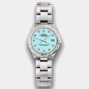 Rolex Custom Aqua Blue Diamond Stainless Steel Datejust 78240 Automatic Women's Wristwatch 31 mm