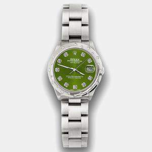 Rolex Custom Royal Green Diamond Stainless Steel Datejust 78240 Automatic Women's Wristwatch 31 mm