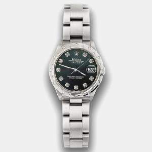 Rolex Custom Black MOP Diamond Stainless Steel Datejust 78240 Automatic Women's Wristwatch 31 mm