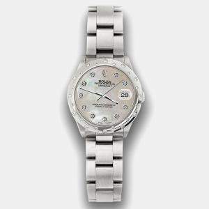 Rolex Custom Champagne MOP Diamond Stainless Steel Datejust 78240 Automatic Women's Wristwatch 31 mm