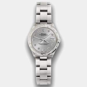 Rolex Custom Grey Diamond Stainless Steel Datejust 78240 Automatic Women's Wristwatch 31 mm