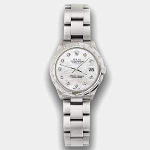 Rolex Custom White MOP Diamond Stainless Steel Datejust 78240 Automatic Women's Wristwatch 31 mm