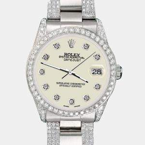 Rolex Custom 3.5ct Diamond Stainless Steel Datejust Automatic Women's Wristwatch 31 mm